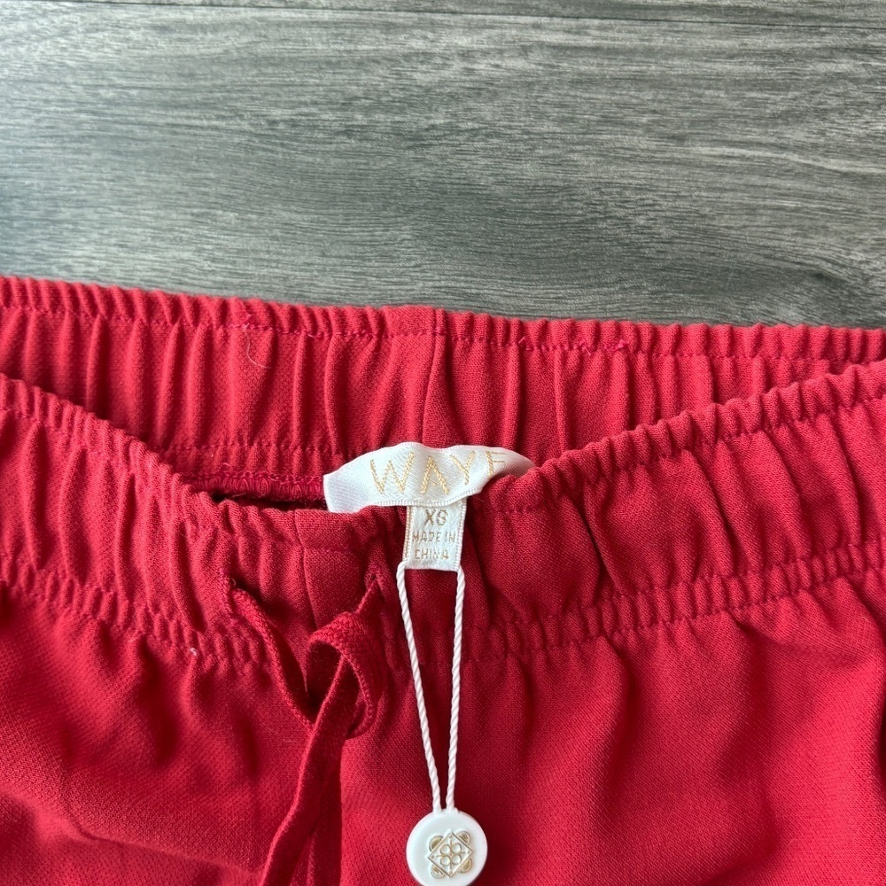NEW WAYF Womens London Track Pant Red with White Pipping Wide Leg - Picture 7 of 10